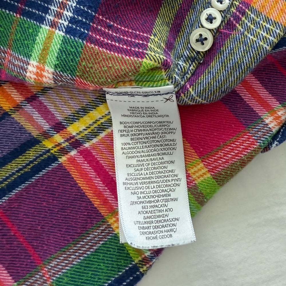 Vintage Ralph Lauren Multicolored Plaid Flannel Button Down Top - Picture 8 of 8
